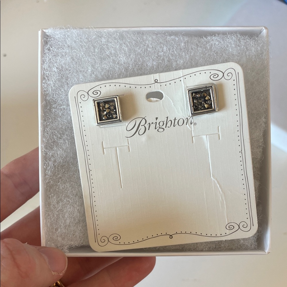 Brighton Silver and Black Square Earrings